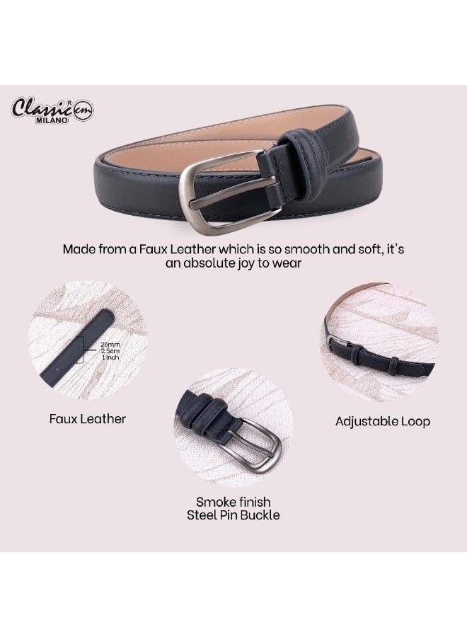 Classic Milano Women's Belt with Gift Box | Faux Leather Ladies Belt for Dresses, Jeans & Gowns | Stylish Womens Belt | Adjustable Girls Belt | Belt for Women with Elegant Buckle - Image 4